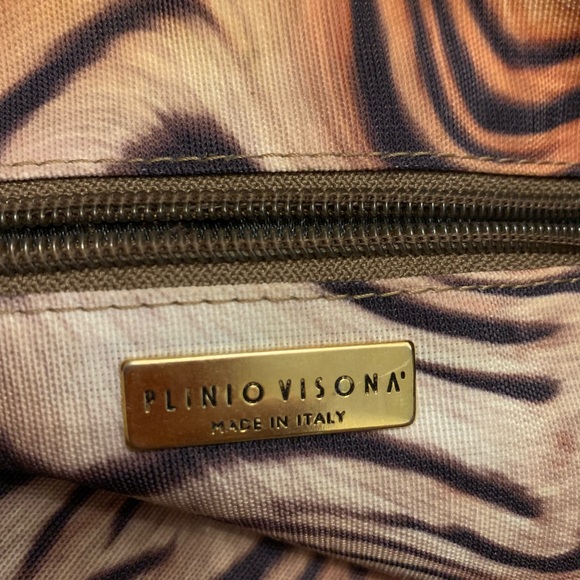 Plinio Visona Pink Leather Bamboo Handle Tote - Picture 6 of 17